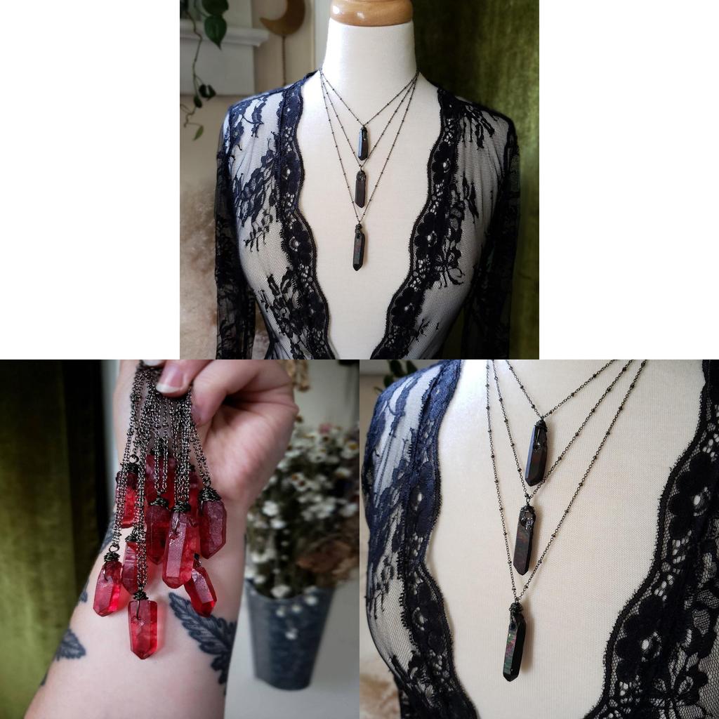 Gothic Vampire Crystal Necklace For Women With Alloy Chain And Glass Pendant