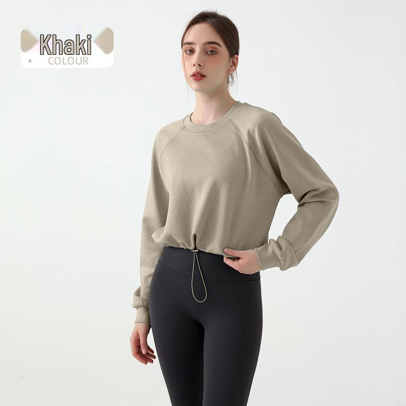 

Женская толстовка для йоги облегающего кроя с длинным рукавом и кулиской Large