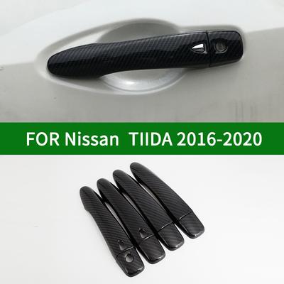 For NISSAN TIIDA C13 2016- Car Door Handle Cover,carbon Fiber Pattern Cover Trim 2017 2018