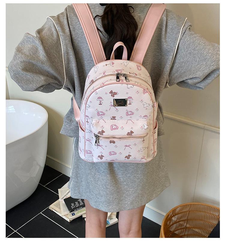 Backpack Women's Backpack 2025 New Fashion Versatile College Student School Bag High Sense Large Capacity Printed Travel Bag