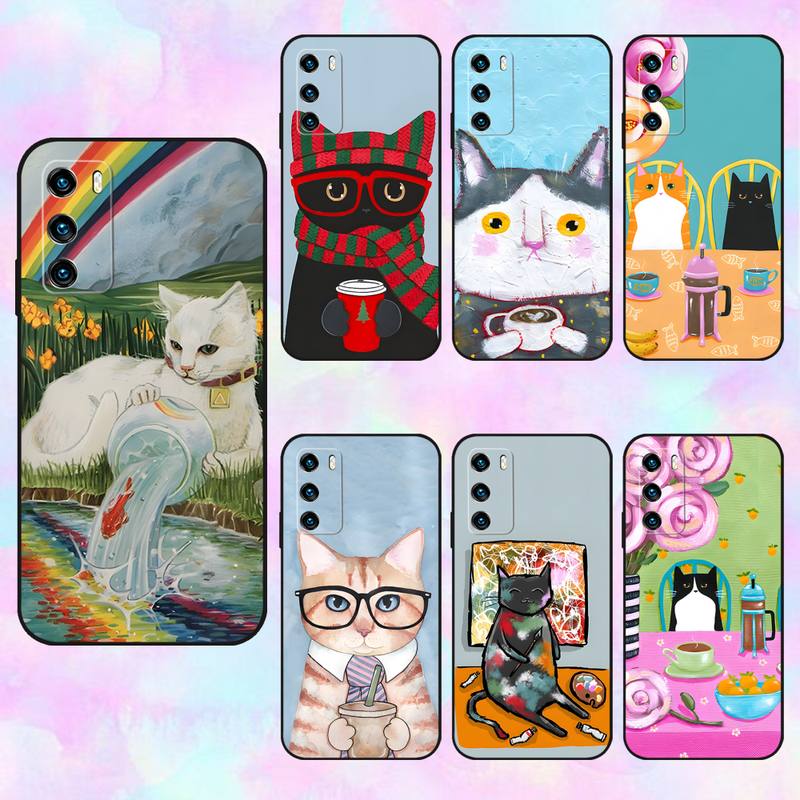 

Чехол для телефона с рисунком кота для Huawei P30 Pro P40 P10 P20 Plus Lite Psmart 2020 Y6 Y5 2019 Y8 Y5, силиконовый чехол