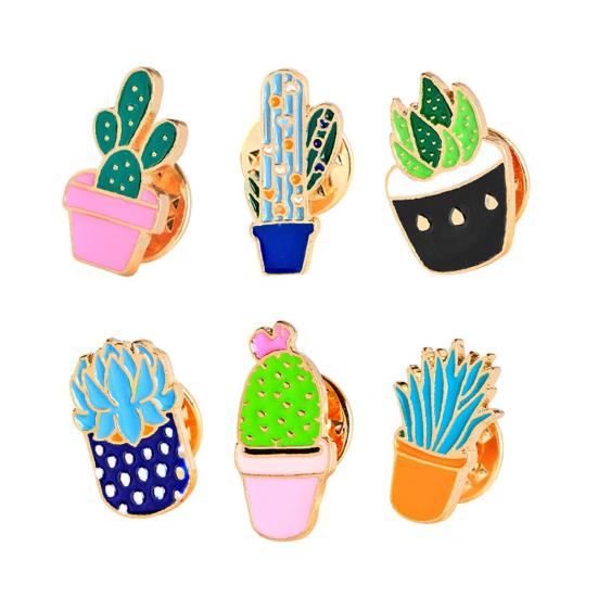 Cactus Planta în ghiveci Email Femei Cămașă Costum Broșă Guler Pin Emblema