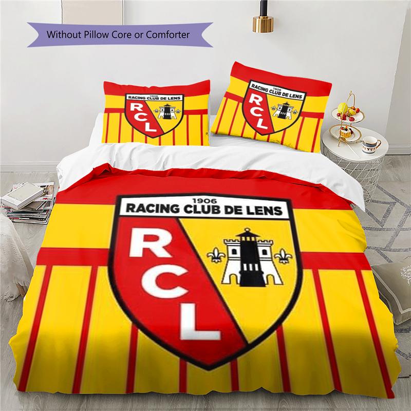 Racing Club De Lens RCL Football Club Pattern Duvet and Pillowcases,1 Duvet Cover with 2 Pillowcases, No Core,Son Gift,Daughter Gift