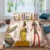 Ancient Egypt Duvet Cover Set Egyptian Symbol Bedding Set Vintage Pharaoh Pyramid Boho Tribal Polyester Quilt Cover 2/3pcs Queen