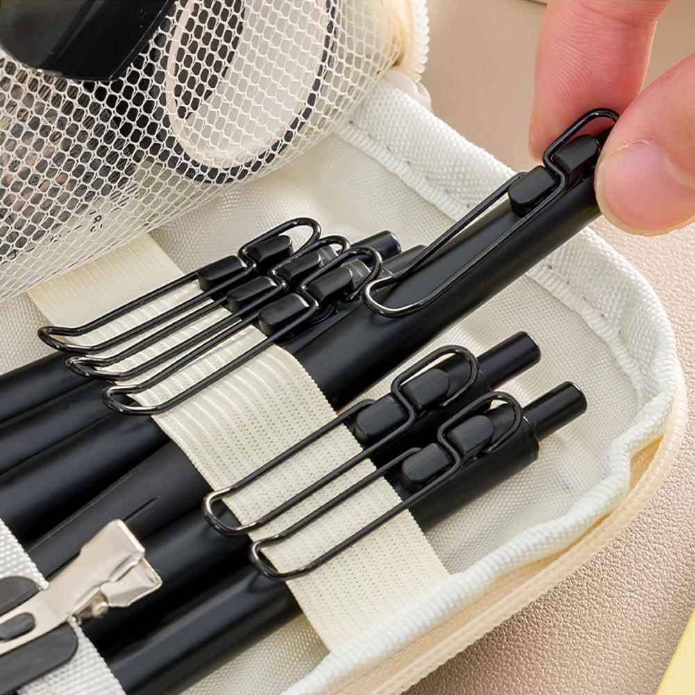 Hemp Rope Pencil Case Pen Bag 3 Compartments Front Pocket Oxford Fabric Storage Pouch for Stationery School