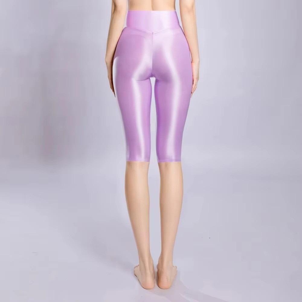 Shorts brillants longueur genou Collants pêche pour hanches Legging Pantalons de yoga fins Pour le fitness les joggeurs