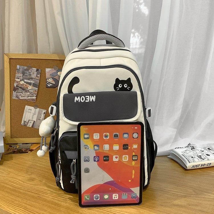 Cute Cat Backpack Female Junior High School Student Large Capacity Computer Travel Backpack High School Student Schoolbag Tide