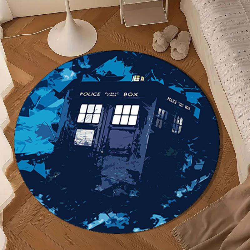 telephone booth Round Rug for Livingroom,Bedroom, Palyroom, Chair Rug, Area rug, Circle Carpet, Large Size Fan Christmas gift