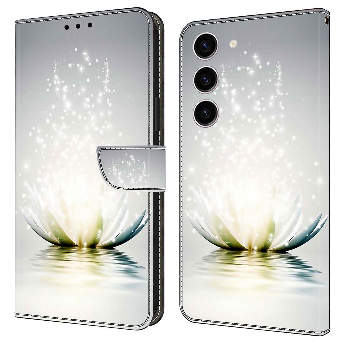 

For Samsung Galaxy S24 Case 3D Pattern Printing Anti-drop Leather Cover Lotus