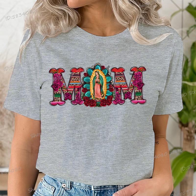 Mexican Mom Shirt Mothers Day Gift Short Sleeve Tshirt Mom Flower Leopard Print Tshirts Gift for Mama Vintage Retro Clothes