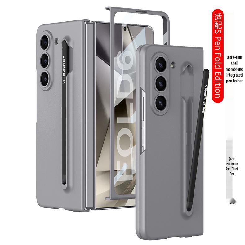 Samsung Z Fold6 Ultra-Thin Frosted Phone Case with Pen Slot - Solid Color Protective Cover