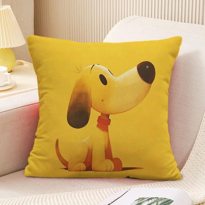 Art Illustration Dog Cushion Cover German Shepherd Doberman Peach Skin Throw Pillowcase For Sofa Living Room Home Decor 40X40Cm