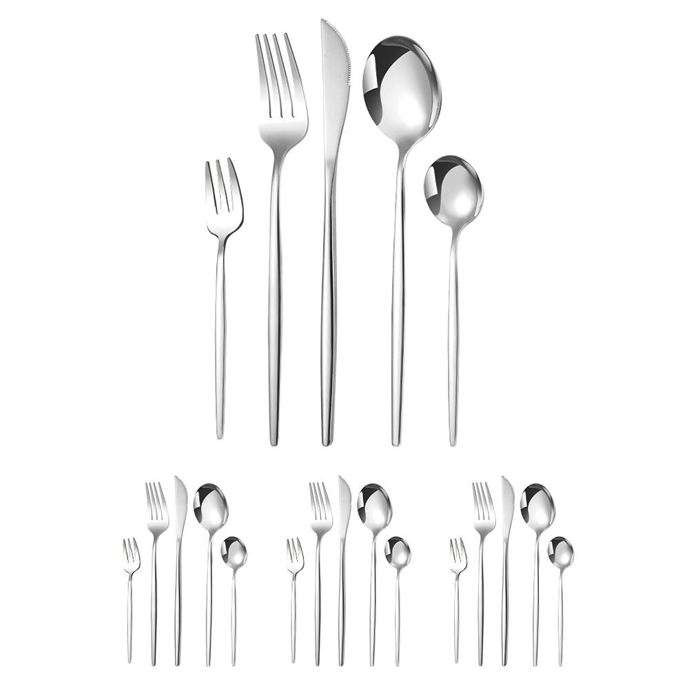 20Pcs Black Cutlery Set Knife Fork Spoon Dinnerware Set Cake Fork Flatware Stainless Steel Silverware Party Kitchen Tableware