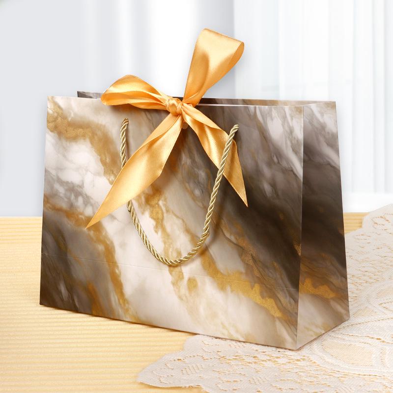 Handbag with Bow Ribbon - Gift, Shopping, and Makeup Paper Bag