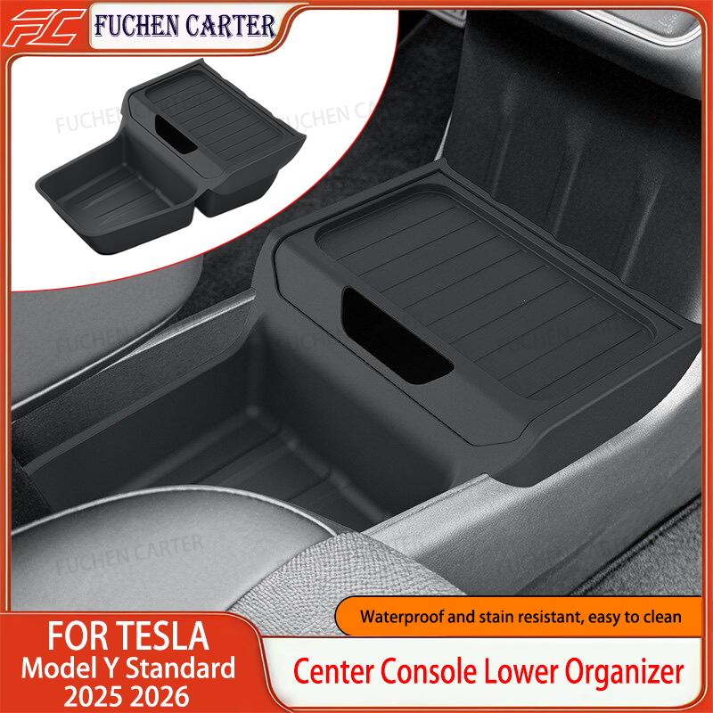 For Tesla Model Y Juniper Standard Rwd Center Console Lower Storage Box Tpe Central Tray Organizer Accessories Tidying