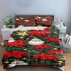 Festive Blooms & Cheerful Santa Bedding Sets Duvet Covers Pillowcases(1* Duvet Cover 2* Pillowcases Without Duvet Insert)
