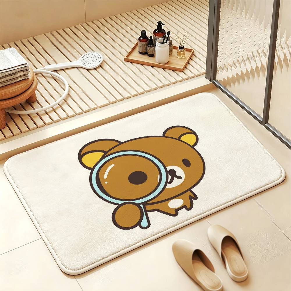 So Lovely R-Rilakkuma-S bear Anti‑Slip Floor Mat Short Plush Rug mat Soft Comfortable Machine Washable Home Decor