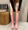 Fashion new high tube rain shoes female adult velvet warm non-slip water shoes high top boots cold rain shoes