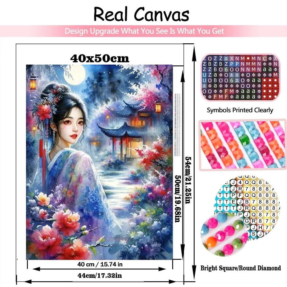2024 Diamond Painting Set Chinese Ancient Style Beauty Diy Embroidery Mosaic Women's Portrait Cross Embroidery Home Decoration