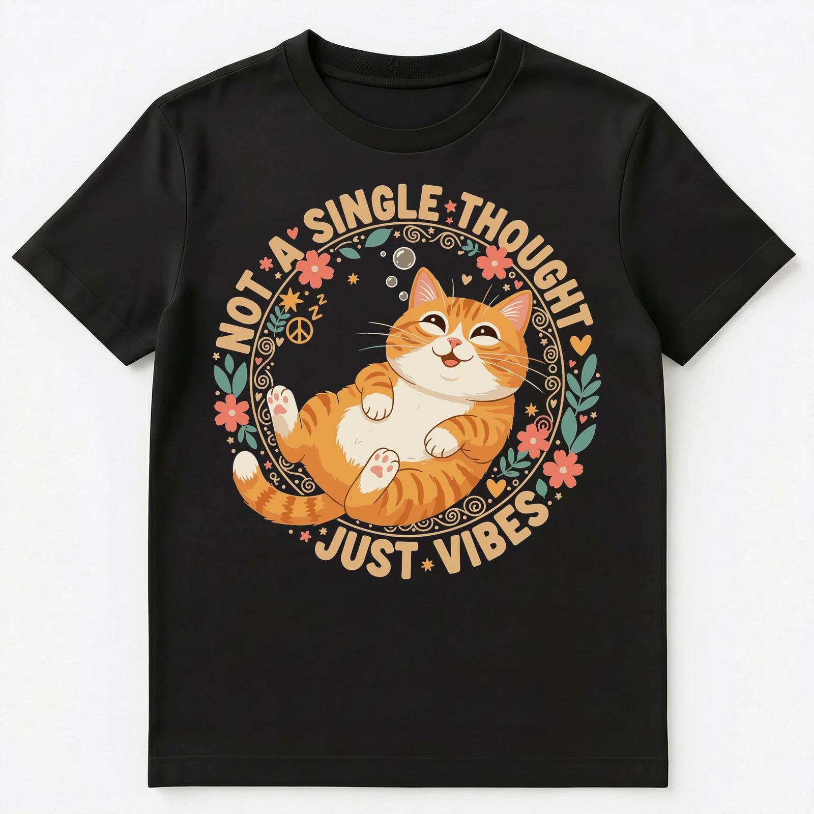 Cute Relaxed Orange Cat With Positive Vibes Funny Design Unisex T-Shirt S