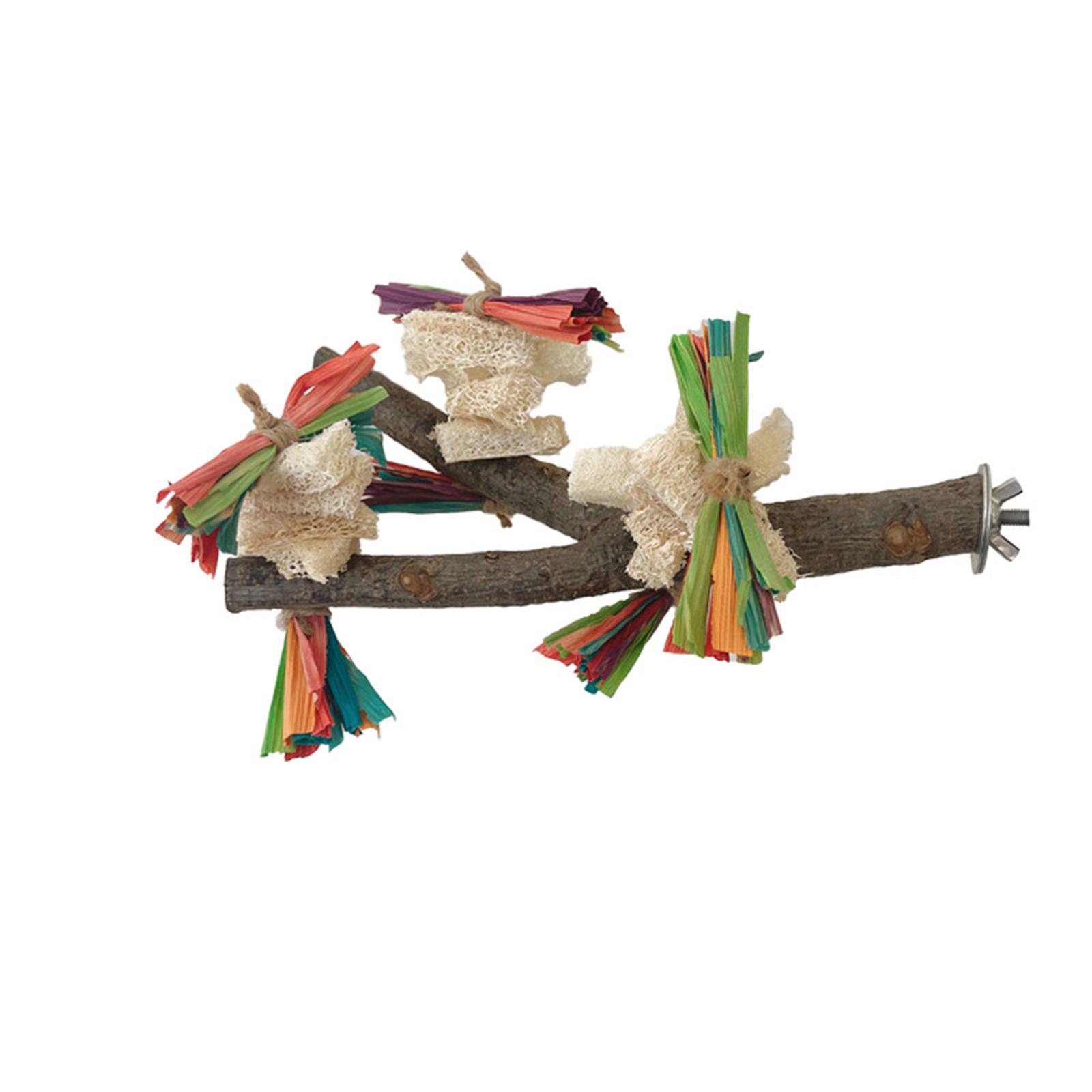 Parakeets Perch Birdcage Stand Toy Parrots Standing Perch Cockatiel Budgies Screw Perch Wood Branch Parrots Chewing Toy