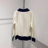 Autumn Winter French Color Block Wool Cardigan - Loose, Casual, Fragrant Lapel Knit Sweater