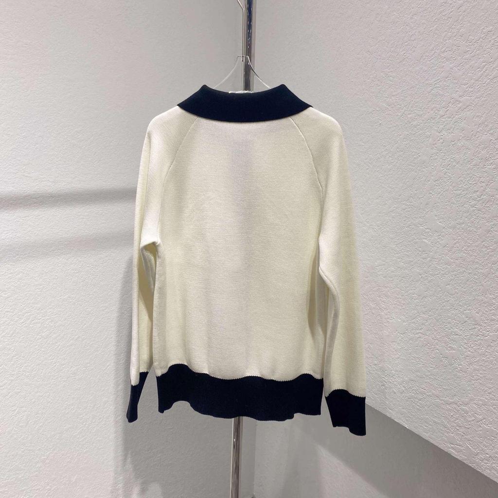 Autumn Winter French Color Block Wool Cardigan - Loose, Casual, Fragrant Lapel Knit Sweater