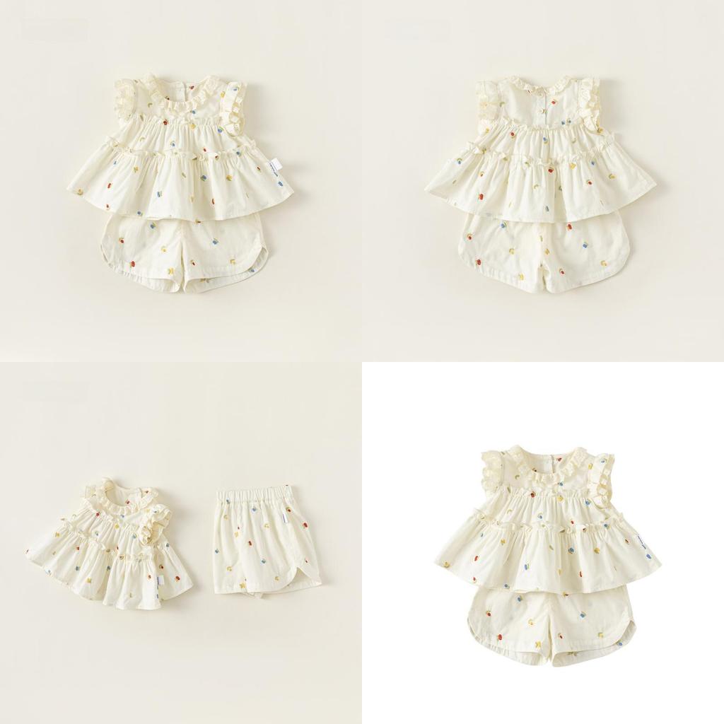 Girl Summer Dress Set With Cotton Fabric And Lace Detail For Toddler Girls 3 To 8 Years