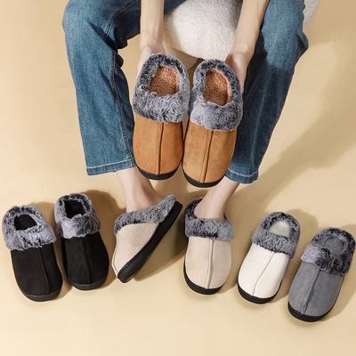 Winter Harige Pantoffels voor Thuisgebruik, Antislip en Warme Katoenen Pantoffels, Verbleekte Fur Mond, Dikke Zool, Katoenen Pantoffels in Koppelstijl