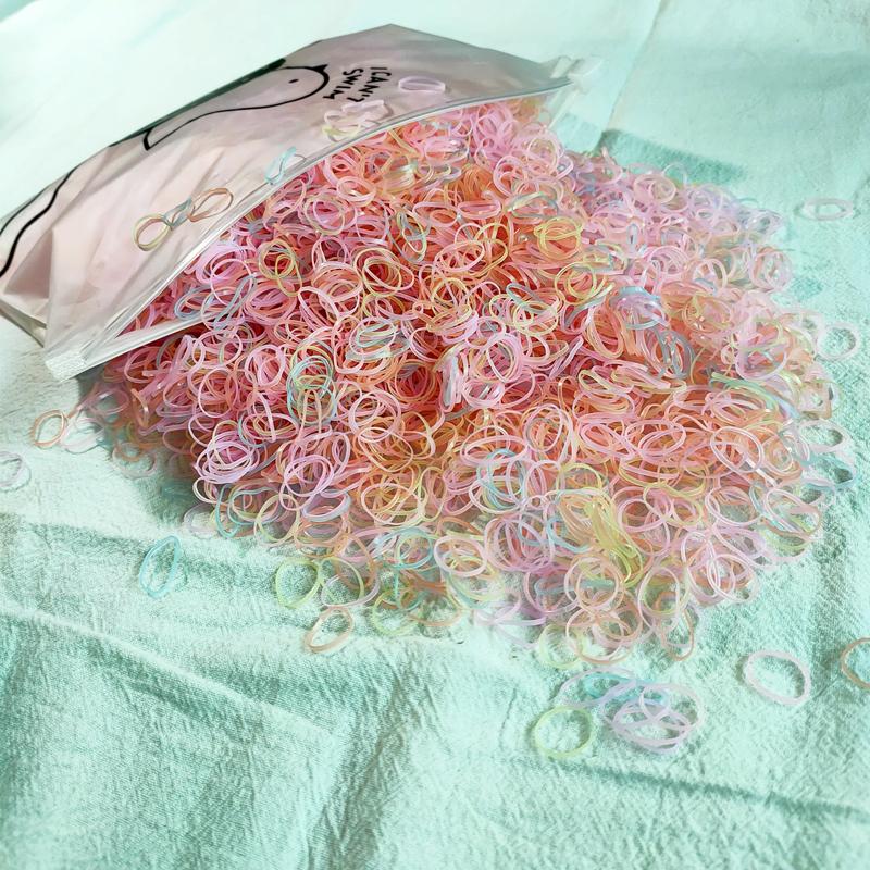 500/1000/2000pcs Girls Colourful Disposable Rubber Band Hair Ties Headband Children Ponytail Holder Bands Kids Hair Accessories