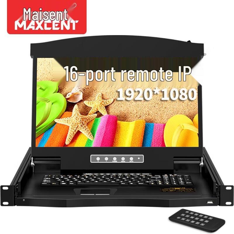 MAXCENT 16-Port IP KVM Switch with 17.3-inch LED Console