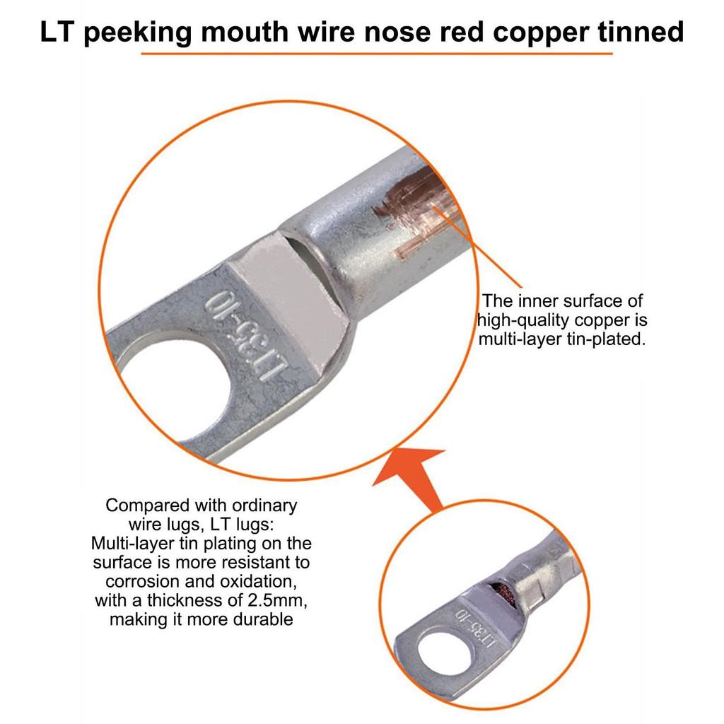 2 Gauge Wire - 2 AWG Cable with Ring Terminal, Ground Wire