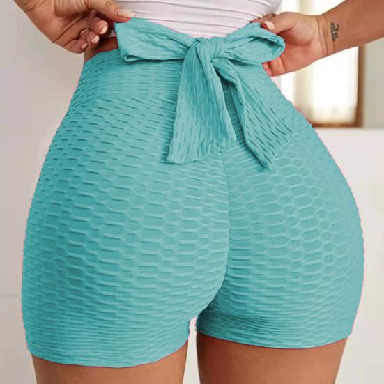 Pantaloncini sportivi da donna Elastico a vita alta Tinta unita Lacci Slim Fit Skinny Sopra il ginocchio Pantaloncini da ciclismo per yoga quotidiano morbidi e traspiranti