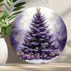 Vintage Purple Christmas Tree Metal Wreath Sign Home Wall Decor Gift