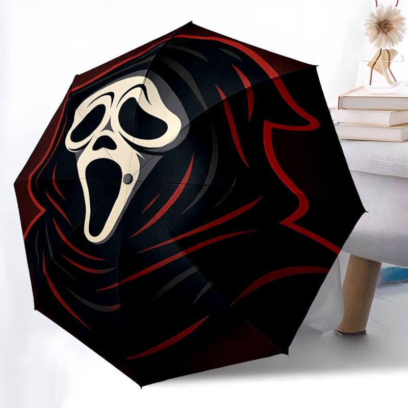 1 Stück Schrei-Maske Automatischer Faltschirm - Kompaktes 8-Rippen-Design, Langlebiger Kunststoff & Eisen, Tägliche Nutzung F010608