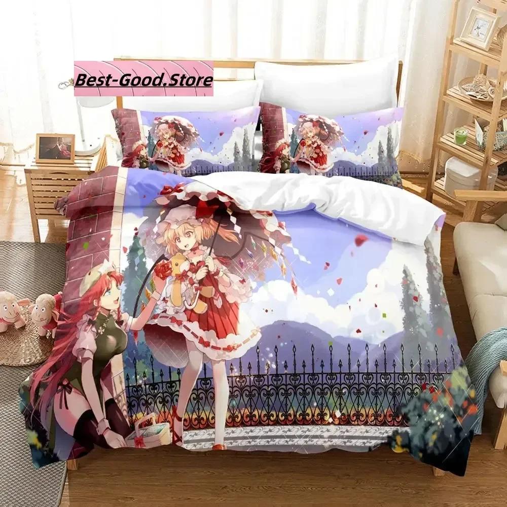Touhou Project Bedding Set Single Twin Full Queen King Size Bed Set Aldult Kid Bedroom Duvetcover Sets 3D Print  Kawaii