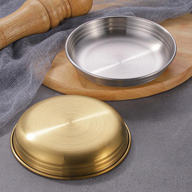 304 Stainless Steel Korean Food Storage Tray Thickened Sauce Dish Snack Pan Kimchi Plate Hot Pot Seasoning Dish Kitchen Utensils
