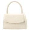 By Far Croco Cow Leather Small Square Bag, Portable Crossbody Bag, Shoulder Bag Mini Women's Cream White 19PFMINACEDSMA