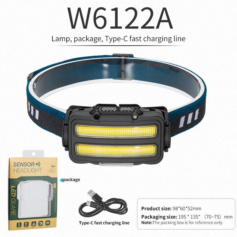 USB Rechargeable Headlights Outdoor Household Portable LED Headlamp with Built-in 1800mah Iithium Battery Head Lamp
