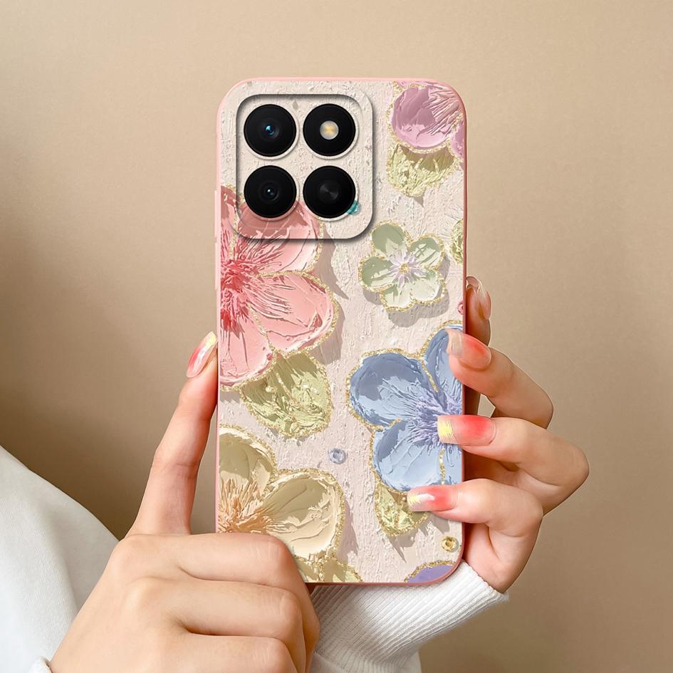 Hülle Für Huawei Honor X8c 7S 10i 20 20e 30 30S 50 50SE 60SE 70 Lite Pro Plus Hübsche Bunte Blume Flüssig Silikon Anti Rutsch Gehäuse Für Huawei Hülle