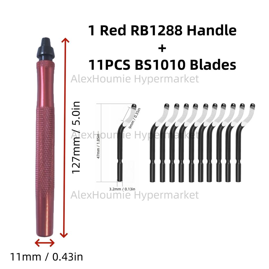 Metal Handle Deburring Tool Kits with BS1010 Blades Deburr Tool Edge Burr Remove 360 Degree Rotary High Grade Swivel Blades