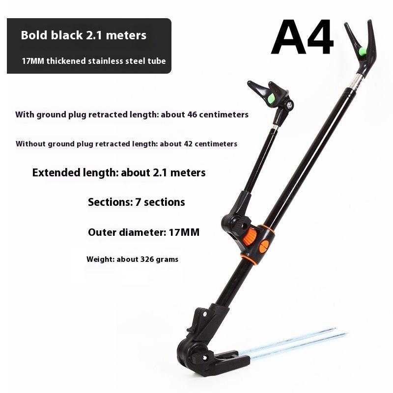 Thickened Telescopic Fishing Rod Bracket Fishing Rod Dual Purpose Bracket Fishing Rod Holder 1.7M/2.1M/2.5M Stainless Steel as the picture