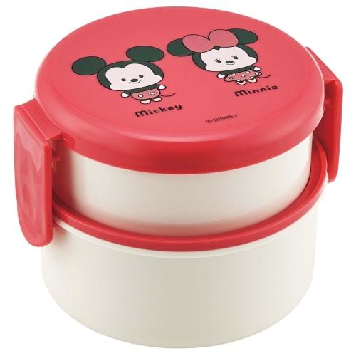 Skater Bento Box, 500ml, Two-Tier, Round, Antibacterial, Made In Japan, Disney Yururun Mickey & Minnie Design, ONWR1AG-A