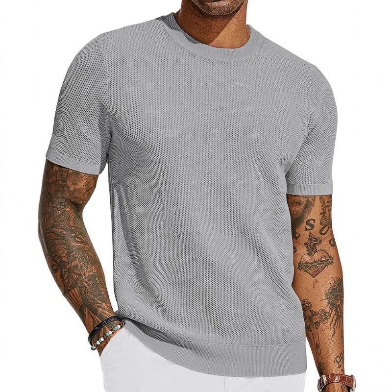 Mens Contrast Collar Short Sleeve Knit Polo Shirt Color Block Button Down Casual Top For Summer