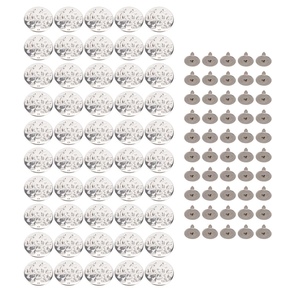 50 Set 17mm Pants Button Set Stainless Steel Letter Star Pattern Silver Decorative Button with