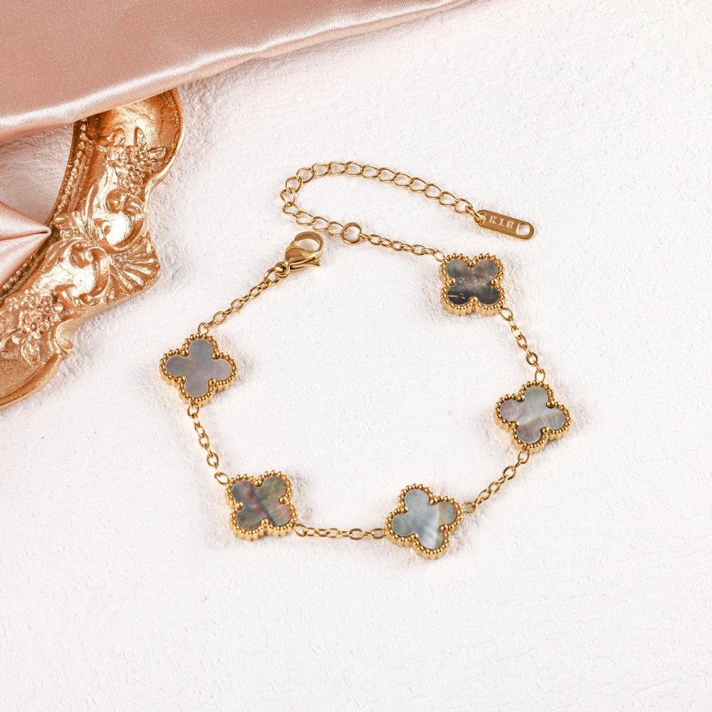 High-quality 13mm Four-leaf Clover Shell Bracelet Colorfast Plating Women's Bangle