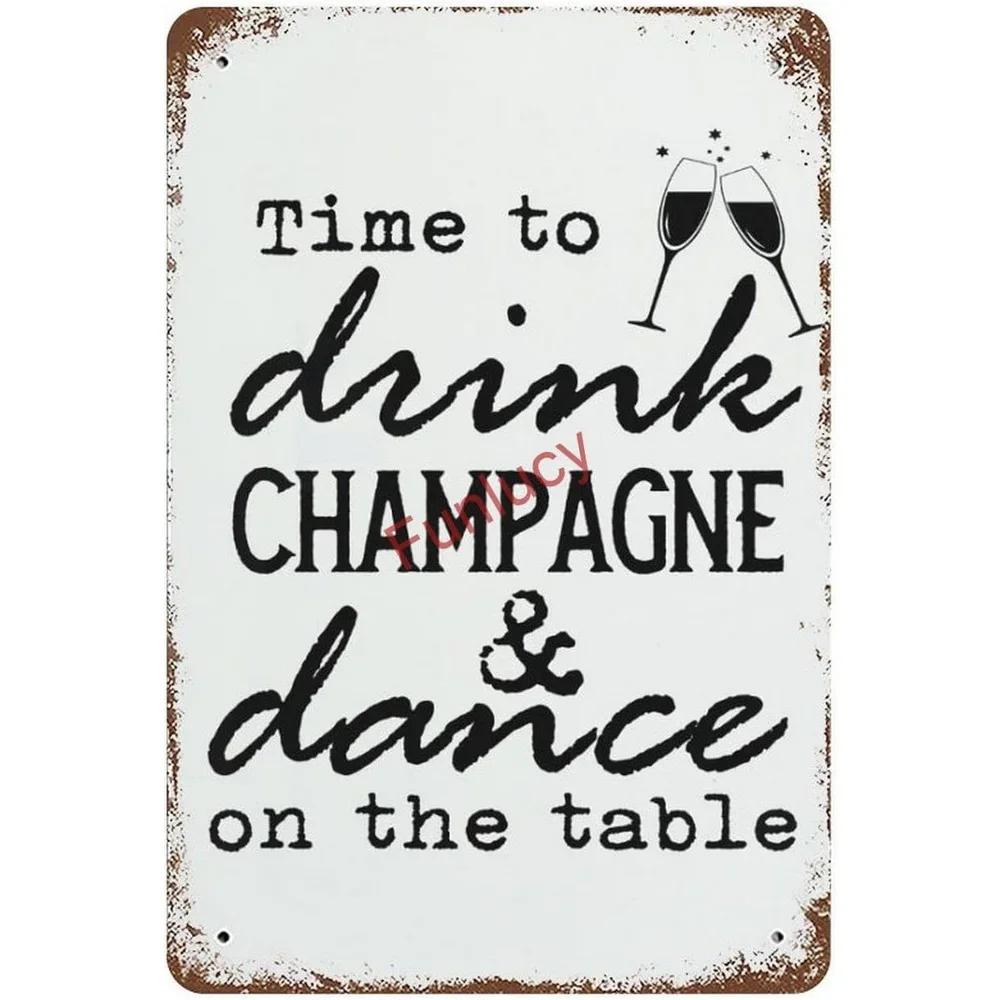 Französischer Champagner Retro Vintage Metall Blechschilder Poster Platte Wanddeko für Heim Bars Café Man Cave Clubs Retro Poster Plakette