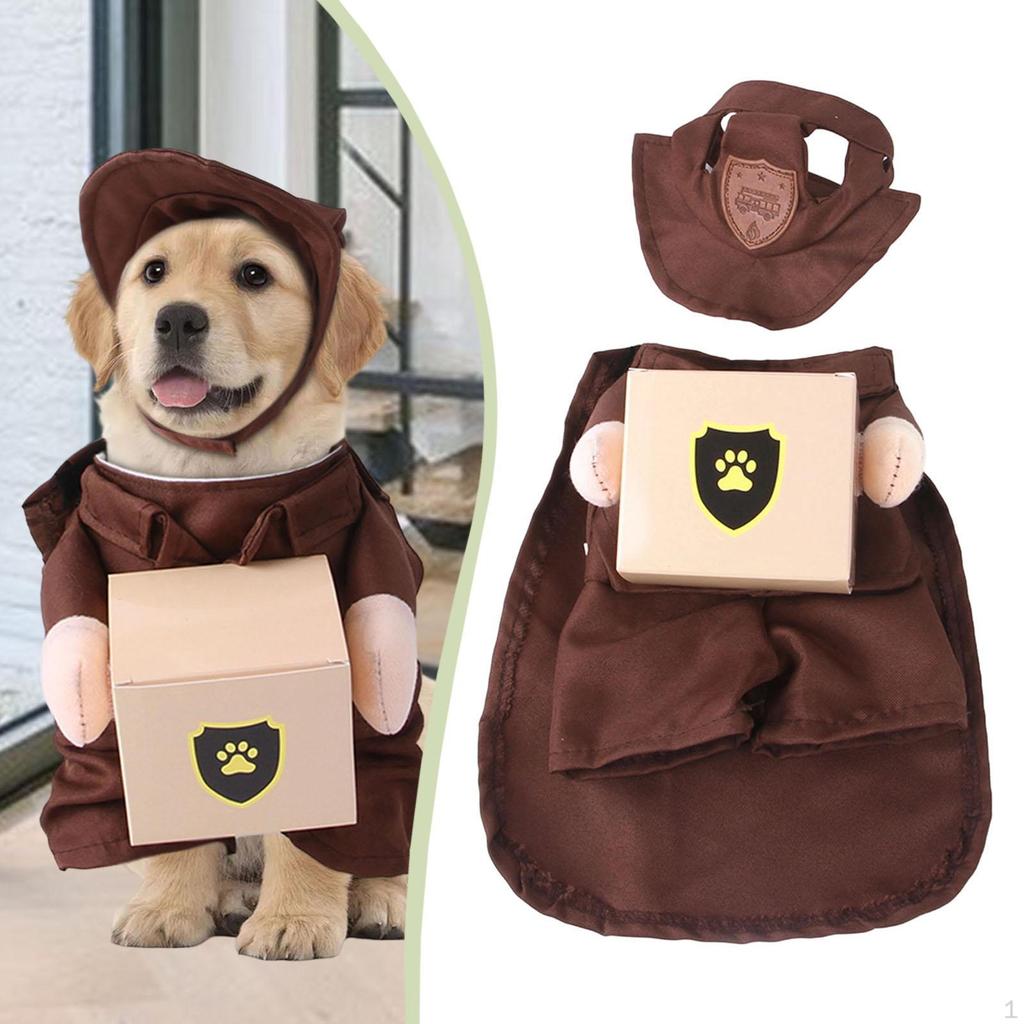 Mail Carrier Dog Costume for Dogs Cats Accessories with Hat Pet Apparel Christmas Halloween Role