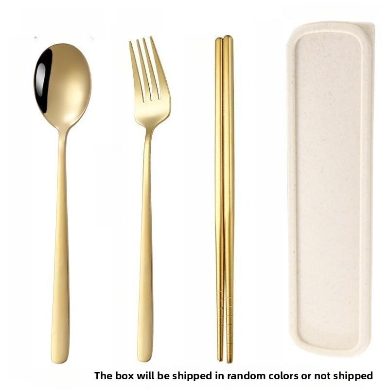 3pc Portable Tableware Set Spoon Fork Chopsticks Cutlery Kit for Students Outdoor Travel Outdoor Gear