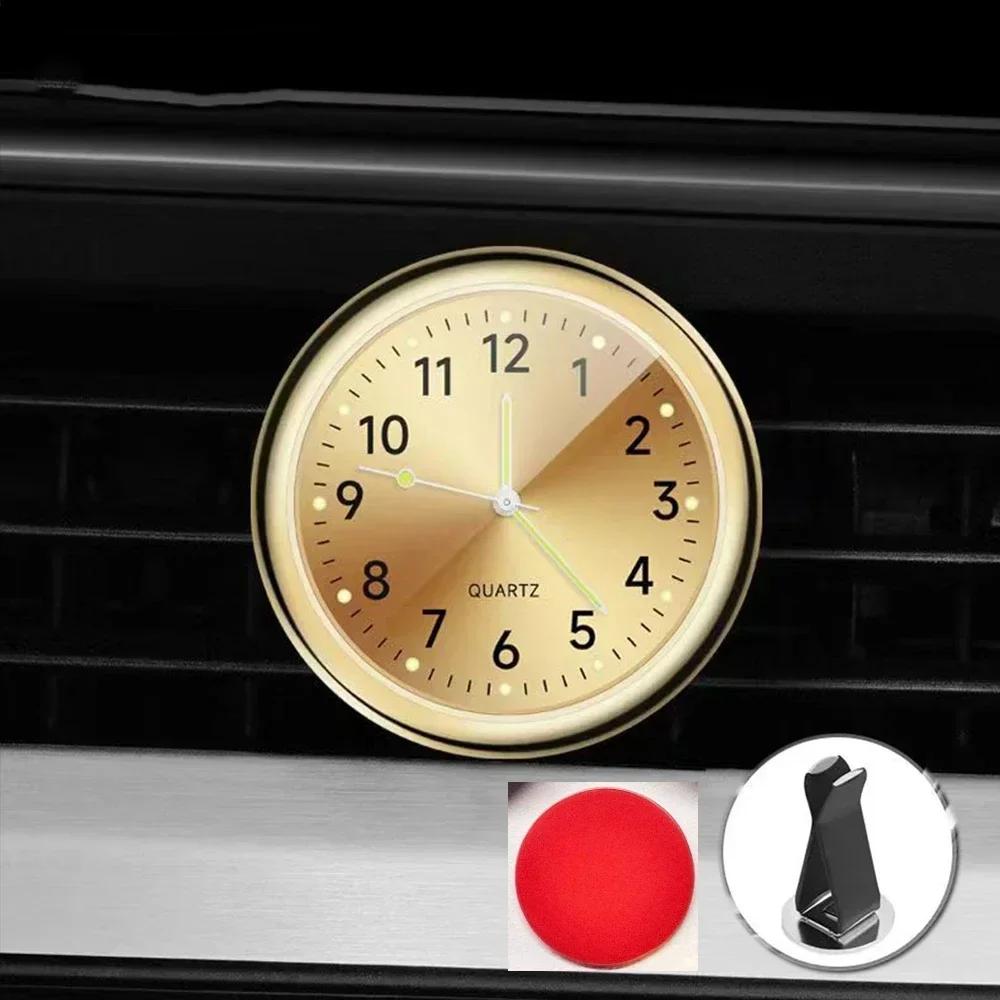 1pc Mini Car Clock Luminous Automobiles Internal Stick-On Quartz White 40mm Clocks Auto Watch Ornament Mechanics Digital Bl W8I4